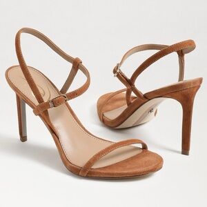 Sam Edelman Doran Brown Tan Faux Suede Strappy Sandal Heels